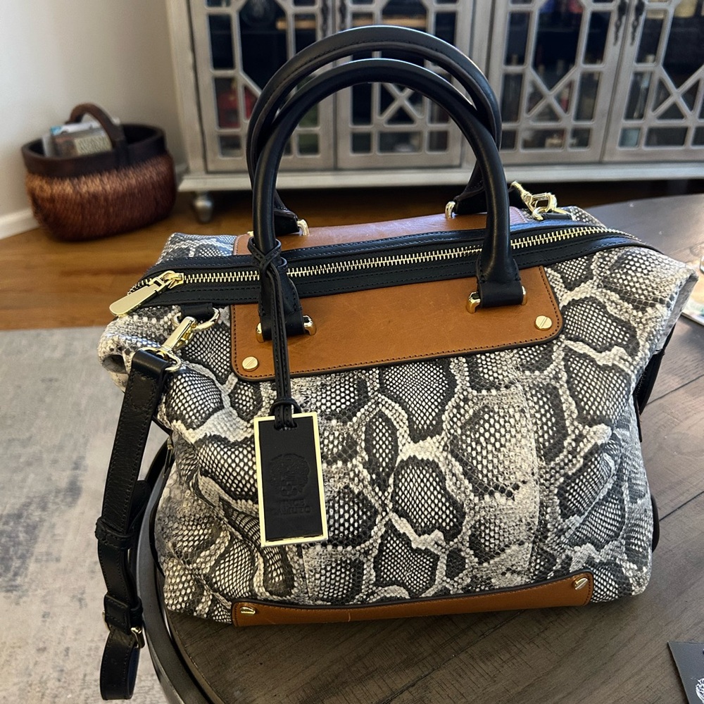 Vince Camuto Black and Brown Handbag